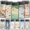 Cat Fishing Phone Case For Samsung Galaxy Z Flip3 Flip4 Flip5 Case Shell For Z Flip 3 4 5 6 7 Hard Folding Cover
