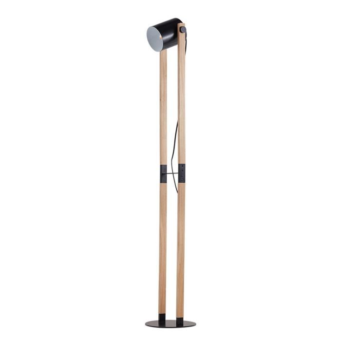 Lampadaire métal et bois 23W IP20 E27 Diam 120mm