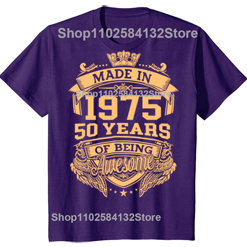 50-årsdagspresenter Män Kvinnor 50 År Gammal Vintage 1975 Party T-shirt Kvinnor Män Kläder Streetwear Grafiska T-shirts Toppar