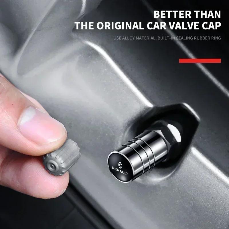 For Renault 2026 New Hub Caps 4Pcs Car Decor Metal Wheel Tire Valve Caps Tyre Stem Covers Airdust Waterproof for Renault koleos 