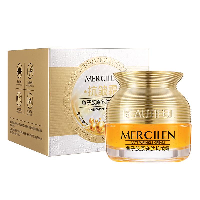 

Крем против морщин с коллагеном и пептидами икры MERCILEN 50 г Эластичный увлажняющий осветляющий тонкие линии укрепляющий увлажняющий крем с щеточкой