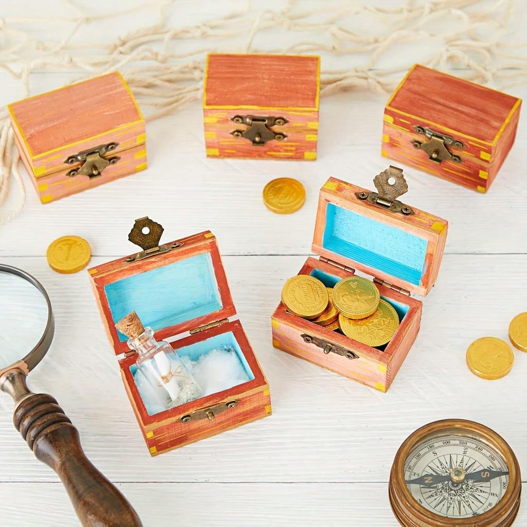 12pcs Small Wooden Boxes With Hinged Lid, Front Clasp - Paintable Treasure Box For DIY Arts & Crafts, Halloween, Birthday Party