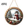 Traditional Xmas Tree Embellishments Wooden Christmas Hanging Pendant Snowman/Santa Claus/Gnome Ornament with Farmhouse Style Festive Signs Hemp Rope