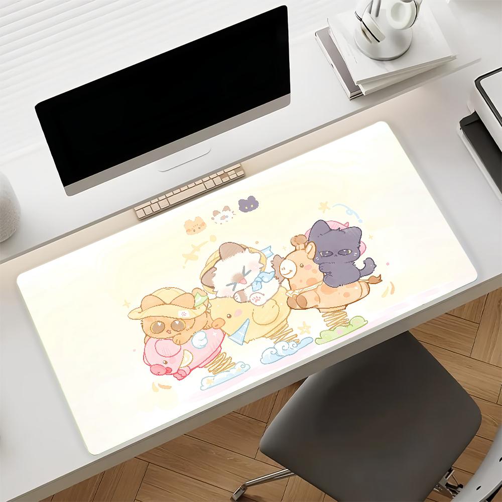 Anime Cute Cat Blessing Mouse Pad Anti Slip Rubber Edge Locked Thickened Laptop Gaming Desk Mat