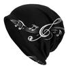 1Pc Men'S Fashion Music Notes Beanie Hat, 95% Polyester 5% Spandex Knit Skull Cap, Modern Style No Brim Bonnet