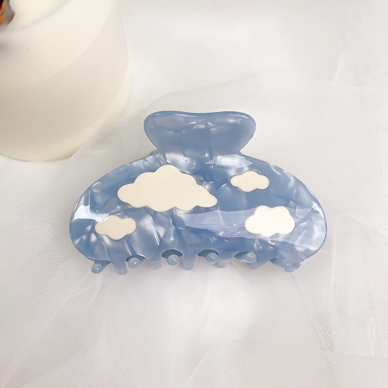 Womens Unique Geometric Hair Claw Clip Set In Sky Blue Cloud Design For Spring 2022
