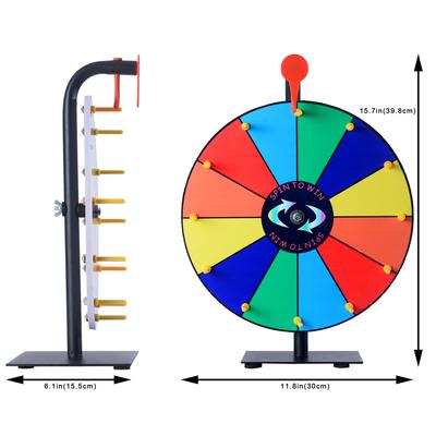 12 Slots Prize Wheel, 34cm Prize Wheel Spinner with Stand and Heavy Duty Base,Spinning Wheel for Prizes,Spin The Wheel
