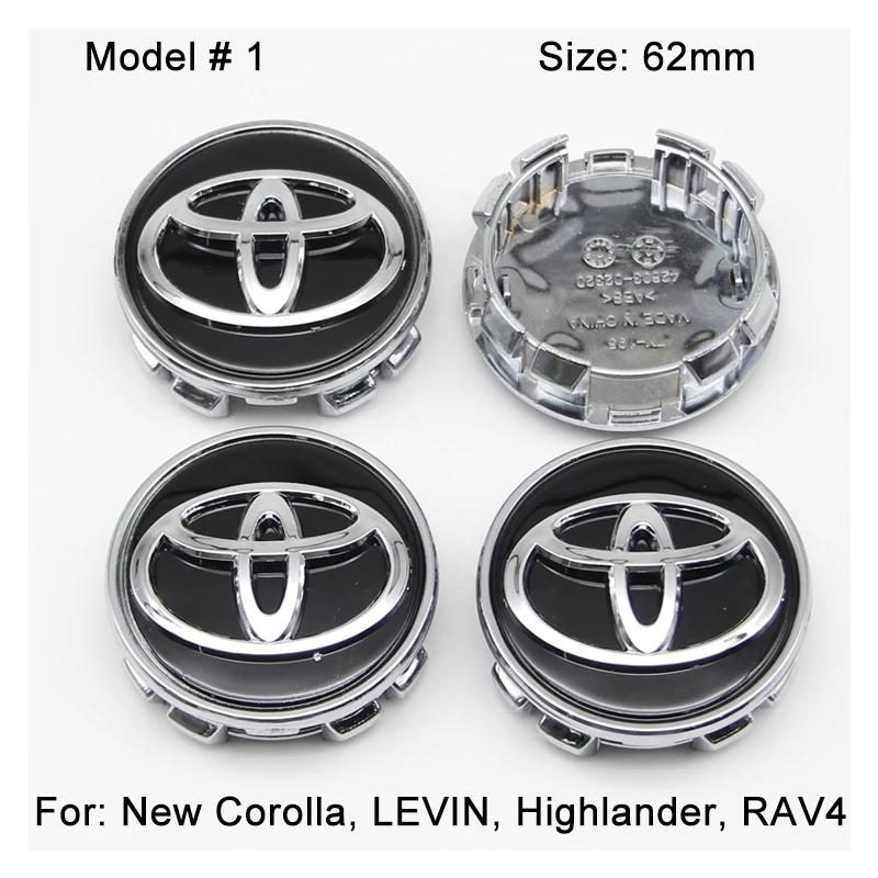 4Pcs 57/62mm Car Wheel Center Hub Cap Rim Cover For Toyota Corolla RAV4 LEVIN Yaris C-HR Camry Prado Prius Car Auto Accessories