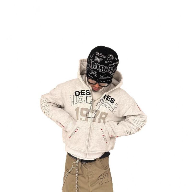 Mens Hooded Sweatshirt Zip Up Streetwear Print Casual Unisex Top Teens Youth