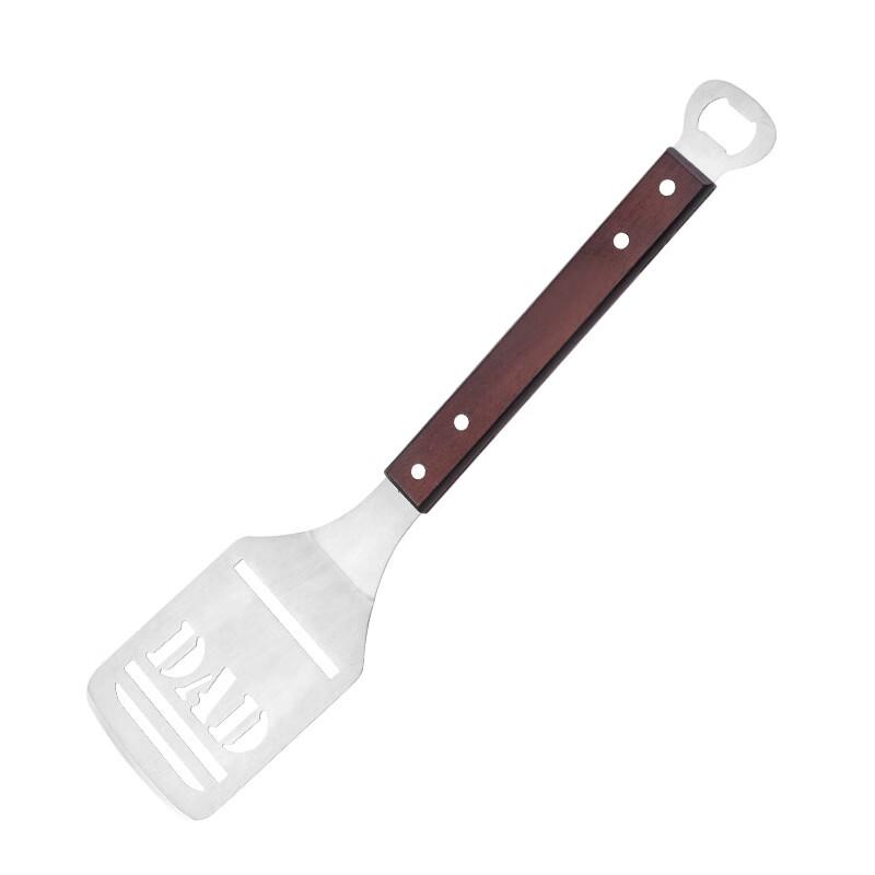 ZISIZ Oak Handle BBQ Spatula & Turner Set with Bottle Opener