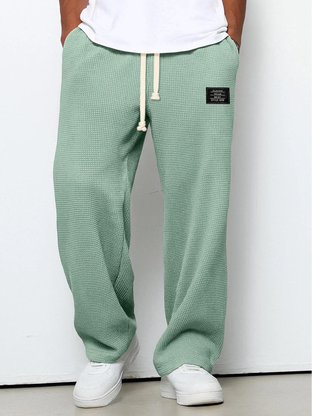 The BAY Trendy Losse Rechte Sweatpants voor Heren - Wijde Casual Sportkleding voor Lente en Herfst S lichtgroene kleur
