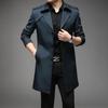 Men's Slim Fit Mid-Length Windbreaker Jacket, Korean Style Plus Size, M-8XL, for Casual or Business Wear, Ideal for Spring and Autumn.