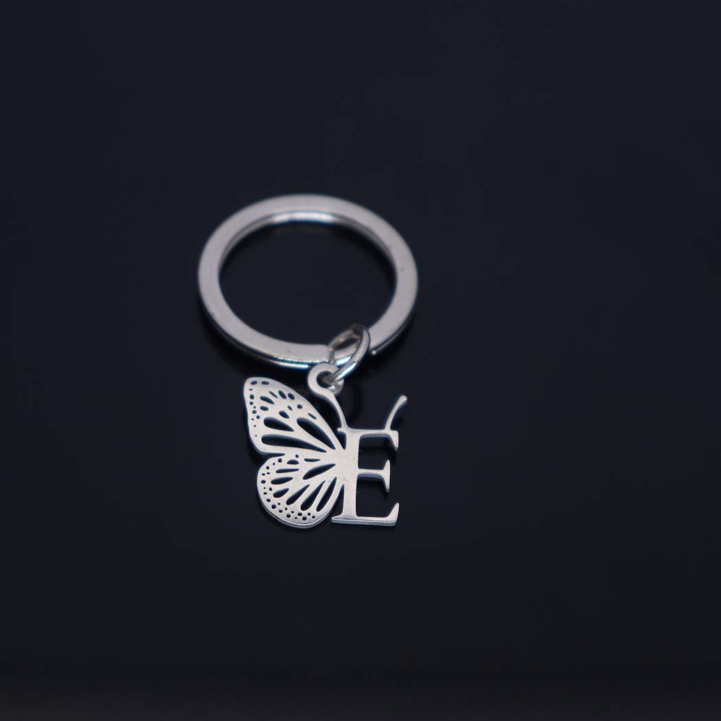 

Stainless Steel Butterfly Letter Pendant Keychain