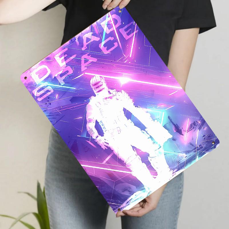 

Dead Space Neon Light Effect Metal Wall Art Decorative Iron Painting for Game Room Home Decoration 20x30cm（7.8x11.8inch）