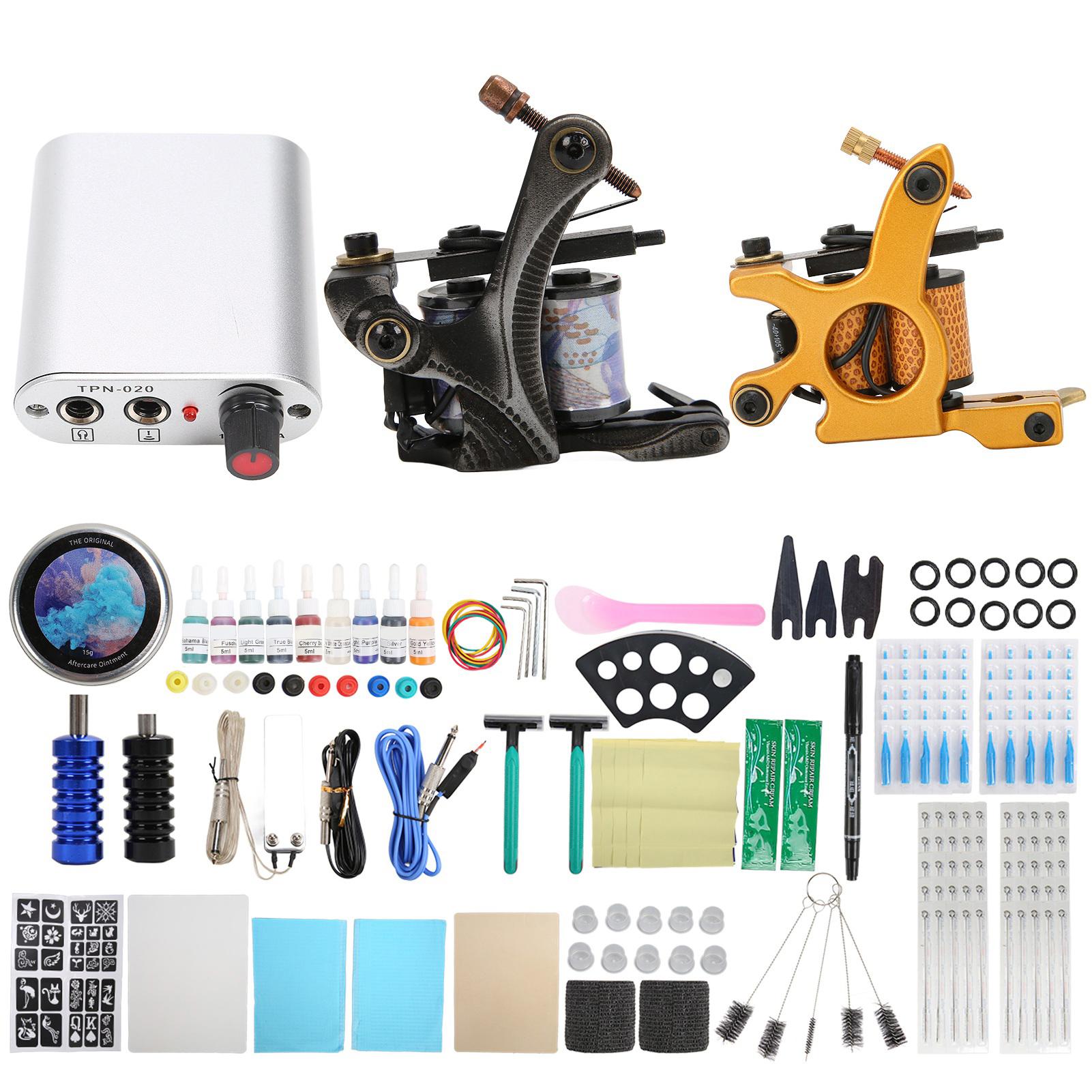 

Комплект для татуировки с катушкой Блок питания Бумага для переноса татуировок Педаль Набор инструментов для начинающих татуировщиков EU Plug