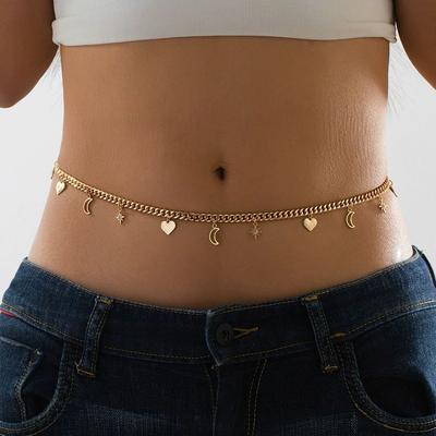 Popular Accessories Sweet Cool Babes Wind Love Moon Tassel Pendant Waist Chain Sexy Street Metal Body Chain
