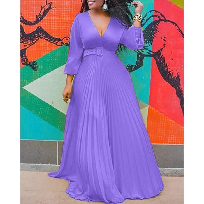 Neues, gelbes, hochtailliertes und dünnes, einfarbiges, temperamentvolles, retro-Chiffon-Langarm-Maxikleid