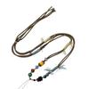Tibetan Handmade Silver & Sandalwood Pendant with Multi-Gemstones and Adjustable Cord Necklace