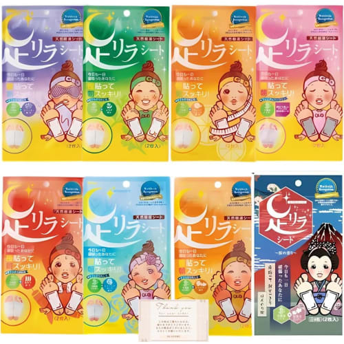 Trial Foot Relax Sheets: Set of 2 Randomly Selected from 8 Scents (Lavender, Mugwort, Grapefruit, Titanium, Chili Pepper, Rose, Ginger, Cherry Blossom