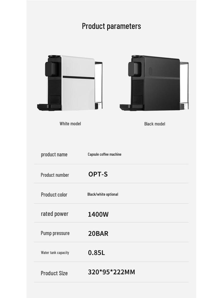 New Nespresso Capsule Coffee Machine: Automatic, High-Pressure Extraction for Home and Office