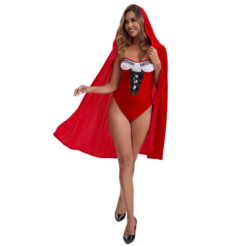 2026 New Women's Christmas Jumpsuit Set with Hooded Cape Shawl Themed Party Performance Costume Adult Christmas Attire