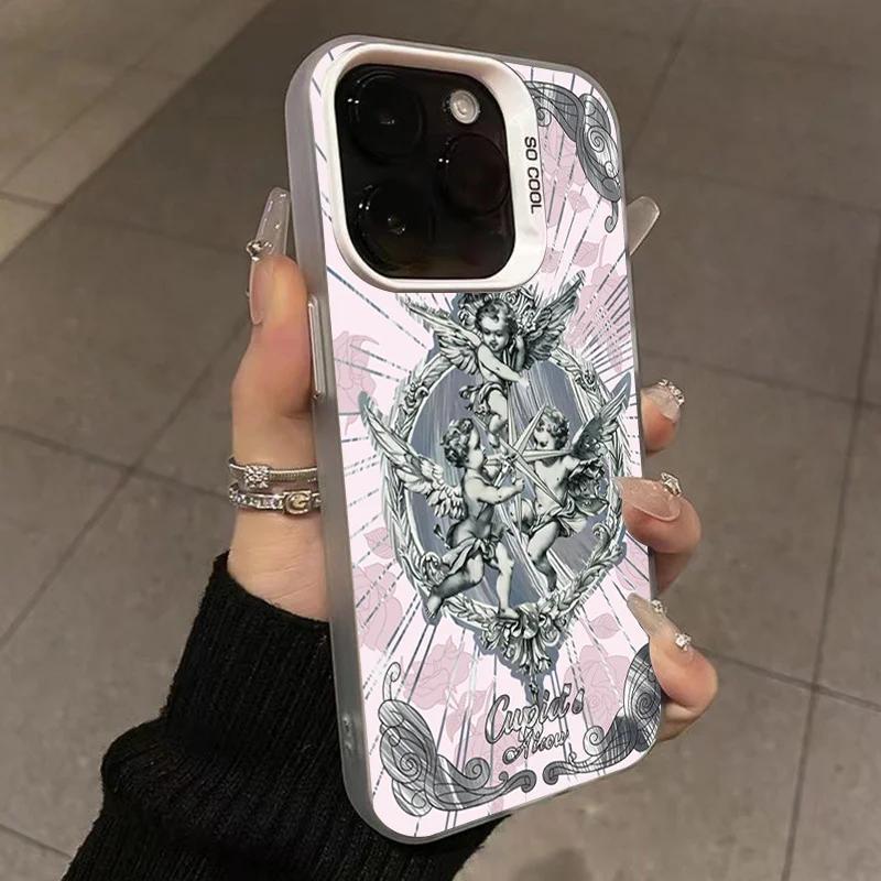 Retro European Cupid Mermaid Phone Case For  14 Cases Mi 13 12 11 Lite 13T 12T Poco M6 X6 X5 F5 Pro Laser Shockproof Cover