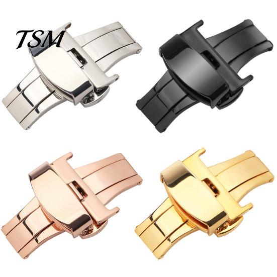 Watch Band Buckle Solid Universal Good Hardness Stainless Steel Clasp for Daily Wear Double Push Button