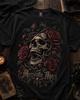 Memento Mori Skull T-Shirt, Gothic Rose Tee, Dark Vintage Graphic Shirt
