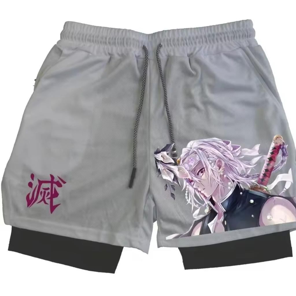 Short imprimé dessin animé pour homme, pantalon d'été double couche 2 en 1, pantalon de sport décontracté