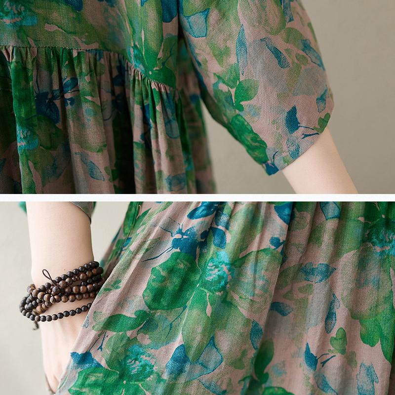 Летние женские платья с круглым вырезом и коротким рукавом больших размеров One Size — фото 9