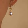 Huitan Women Aesthetic Drop Earrings Gold Color Luxury Wedding Accessories with Shiny Purple CZ Elegant Party Chic Zircon Gift