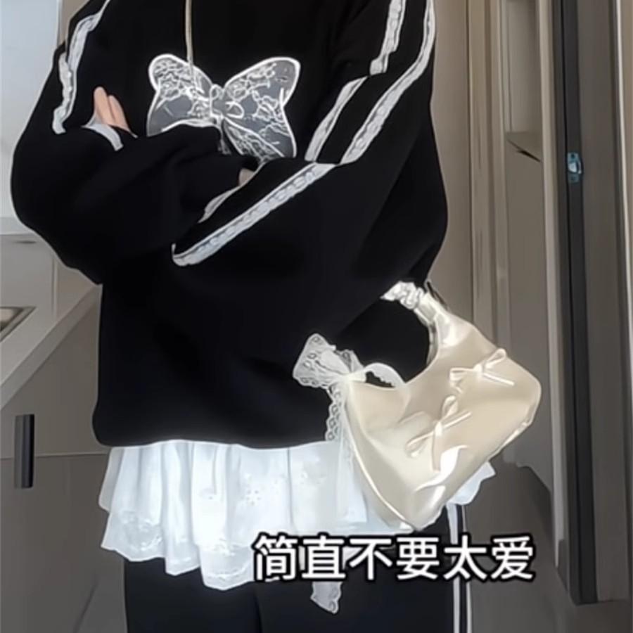 Summer New Bow Armpit Bag Women's Leisure Commuting Niche Pleated Cloud Bag Dumpling Bag