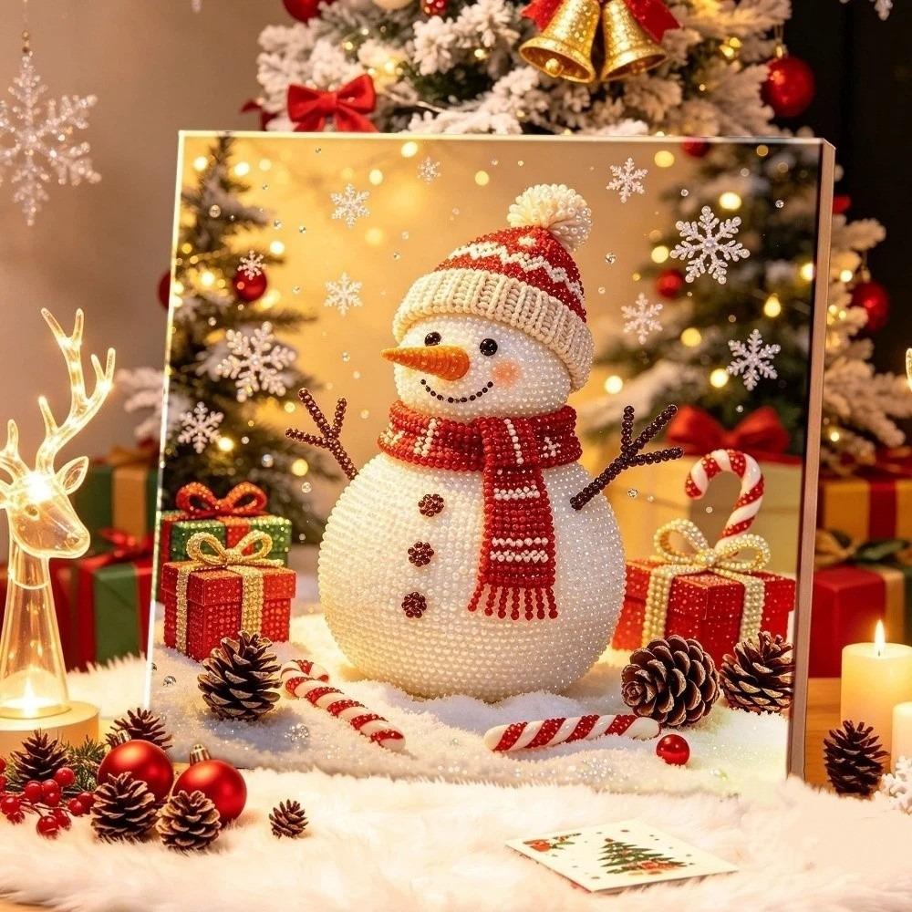 With Frame DIY Pearl Bead Art Set Handmade Christmas Decor Santa Crystal Painting Set  Christmas