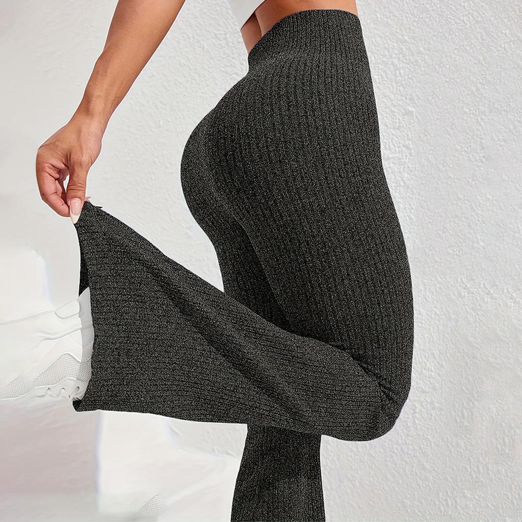 Spring and Autumn Women's High Waist and Abdominal Compression for Slimming, Three Dimensional Texture, Wide Thread Bellbottom Pants, Fitness