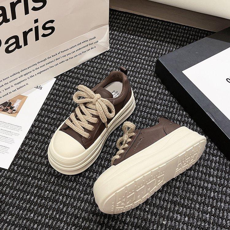 

Повседневные туфли-хлебцы женские осень 2025 на толстой подошве для увеличения роста маленькие повседневные белые туфли повседневные спортивные кеды женские 40 кофейный