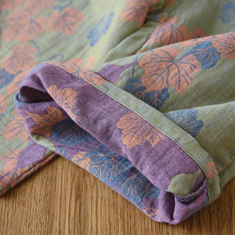 Women's Yarn-Dyed Cotton Pajama Set: Summer Short-Sleeve Top and 7/8 Gauze Pants