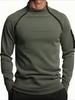 High-Neck Tactical Men's Pullover - Autumn Winter Insulated Breathable  Solid Color Outdoor Sweatshirt