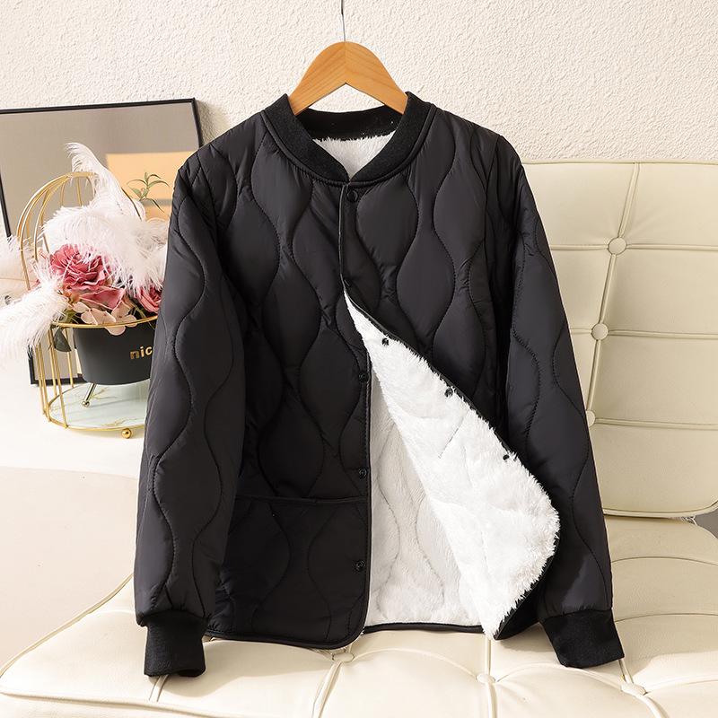 2025 Autumn/Winter New Velvet-Enhanced Lightweight Cotton Jacket, Portable Short Style, Close-Fitting, Warm, and Versatile for Indoor/Outdoor Wear.