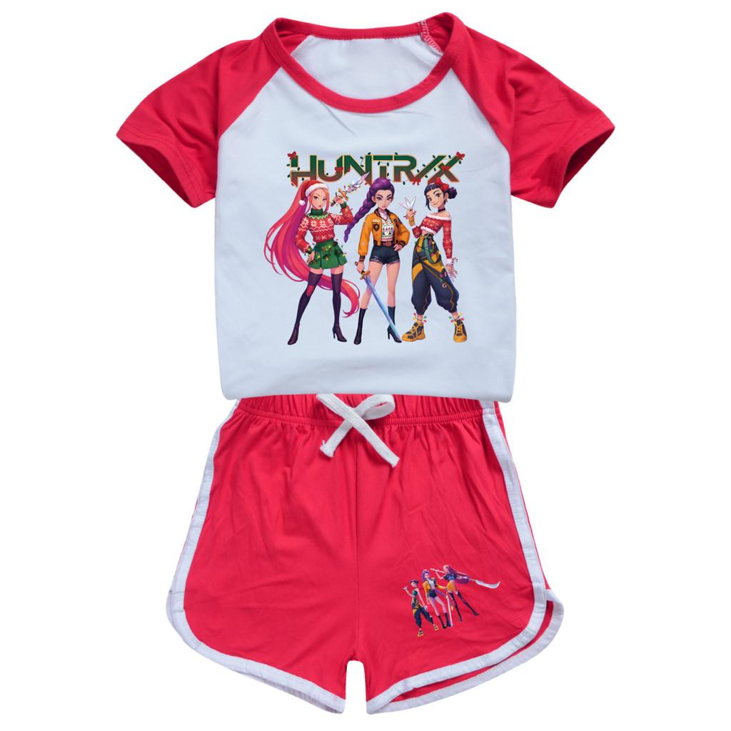 5094 Kids Girls Christmas POP Rumi Zoey Mira Print T-shirt Shorts Sport Tracksuit Clothes Set