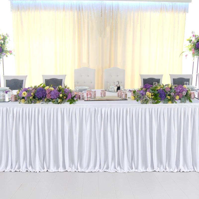Table Skirt Pleated Ruffle Tablecloth For Wedding Birthday Party Baby Shower Table Decoration