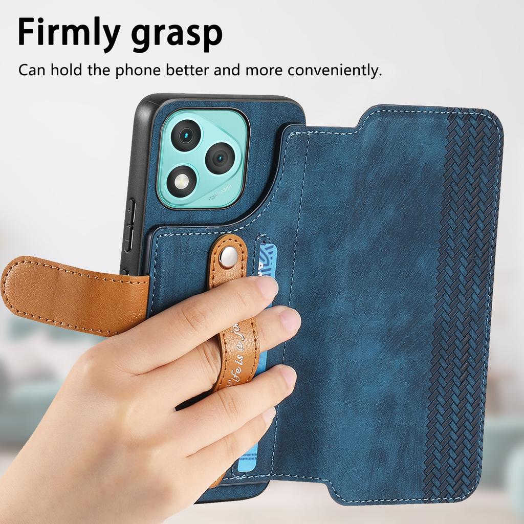 For Honor 400 Lite Case Wallet Retro Leather Phone Cover with Wristband Kickstand