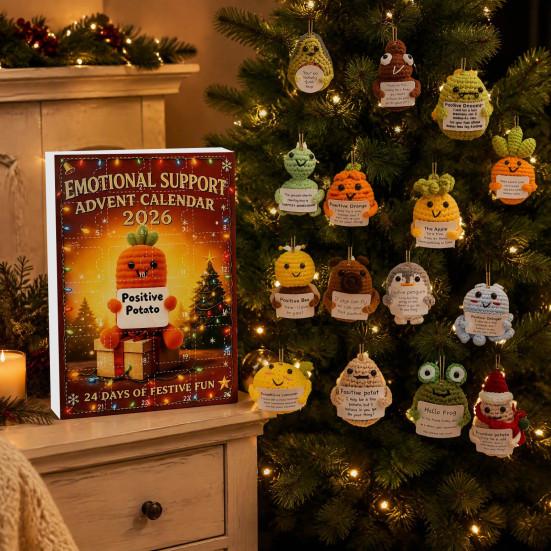 Unique Holiday Gift Emotional Support Advent Calendar, 24 Day Countdown Box with Ritualistic Unboxing Experience Inspirational Quote Acrylic Pendants,