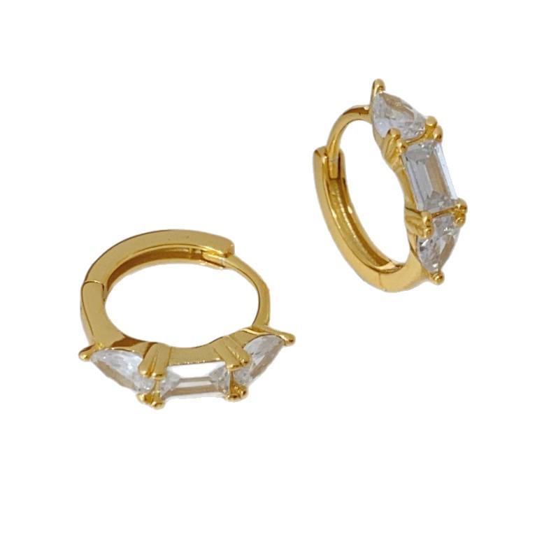 Boucles d'oreilles géométriques en argent sterling S925 et zircon - Élégantes boucles d'oreilles de luxe françaises pour femmes