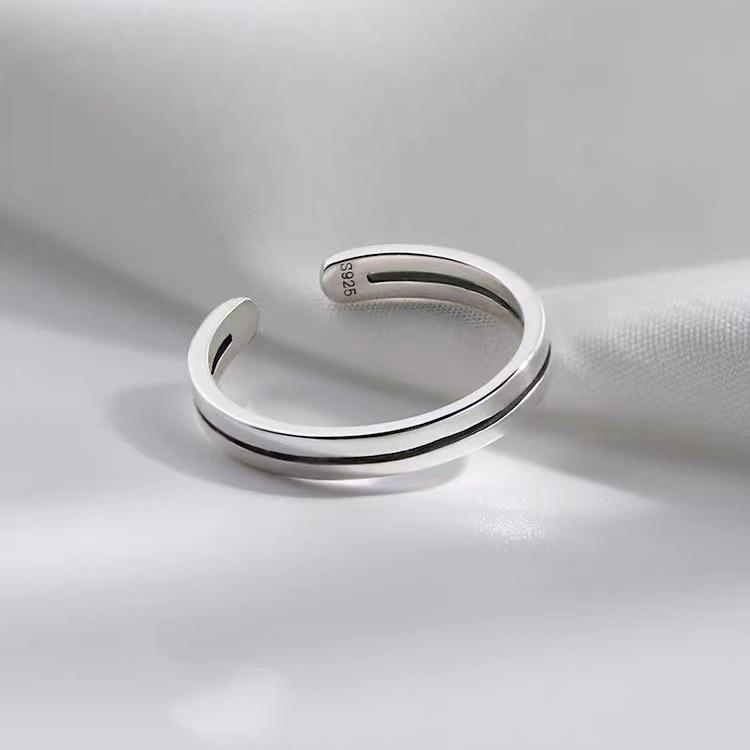 Elegant 925 Silver-Plated Double-Layer Open Ring for Women
