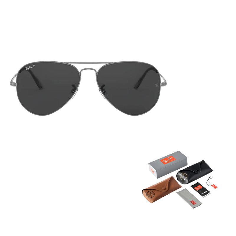 

Модные солнцезащитные очки RayBan с серыми линзами, металлические очки-авиаторы, унисекс, парный стиль 62 чёрный