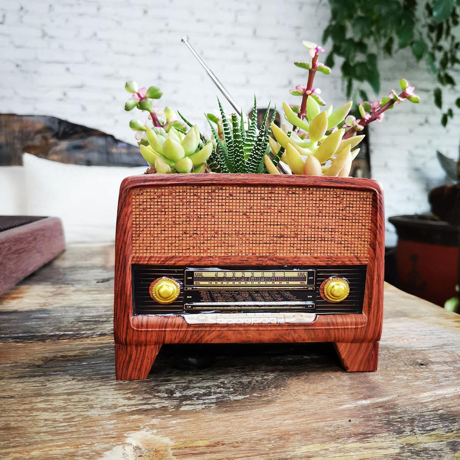 Retro Plant Pot Radio Shape Container Flower Pots for Balcony
