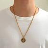 New Retro Compass Stainless Steel Chain Necklace Personalized Hip-hop Punk Style Long Fashion
