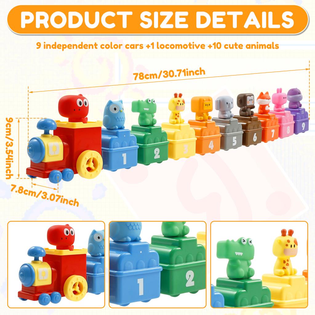Zoo Train Digital Matching Toy Includes 9 Independent Carriages 1 Locomotive and 10 Animals Toddler Learning Toy