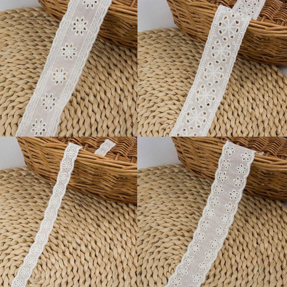 15 Yards Pure Cotton Sewing Trim Hollowed Out Flowers White Lace Trim Multi-size Decor Ribbon Lace Trim Ribbon Latin Dress