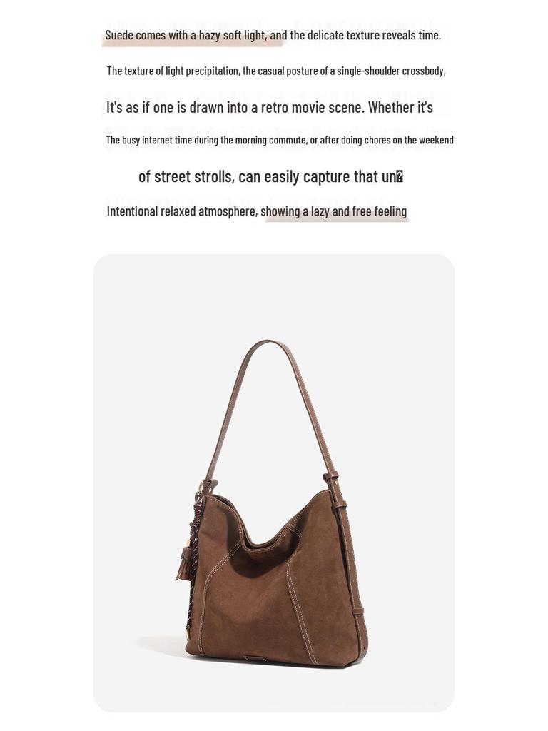 2025 Relaxed Retro Suede Hobo Tote - Large Capacity Crossbody Bag